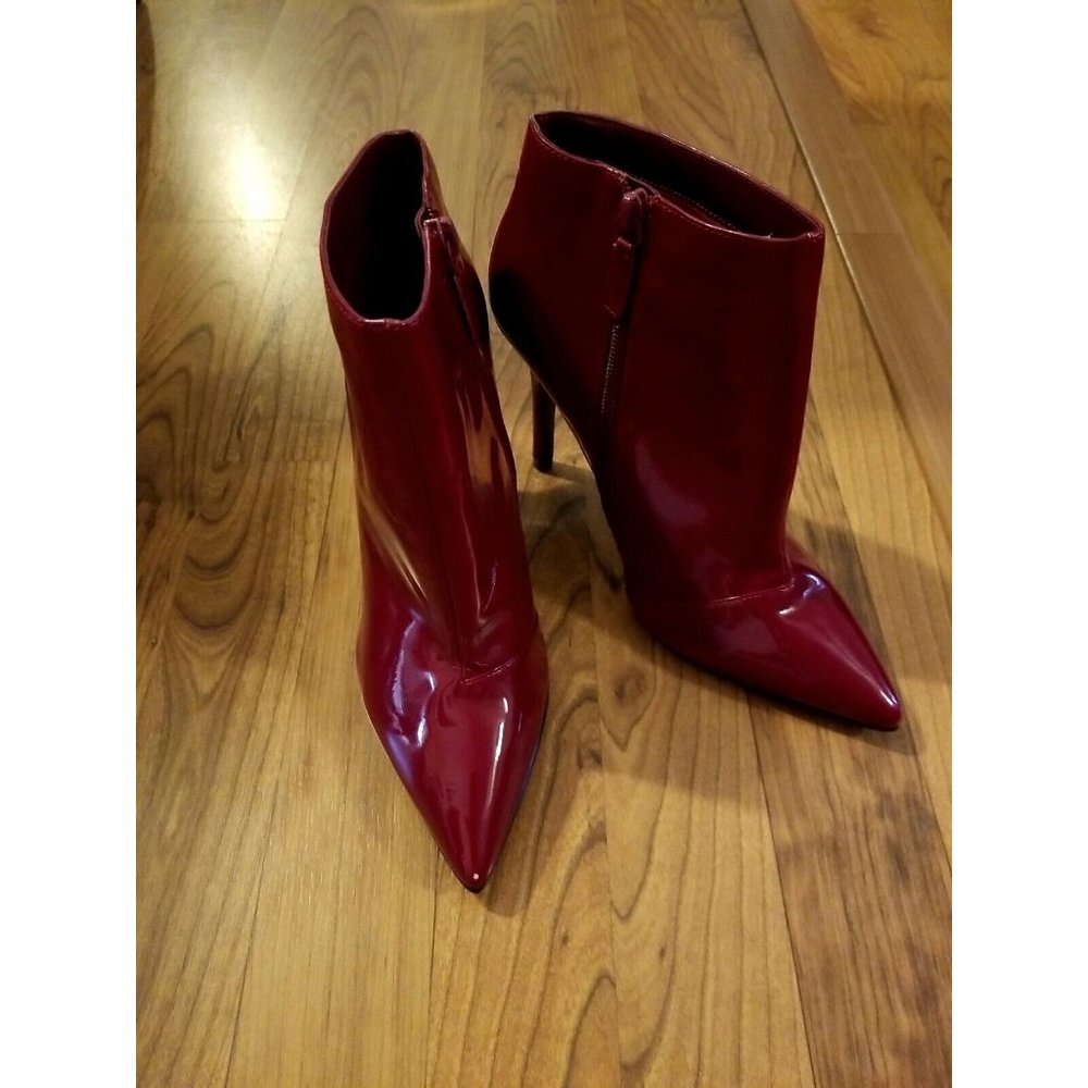 Charles & Keith Red STILETTO Ankle BOOTS Size 38 Eur 7.5 US NEW!